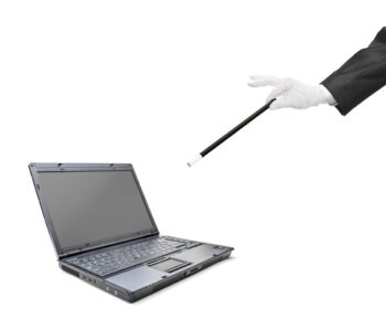 Magic wand and laptop